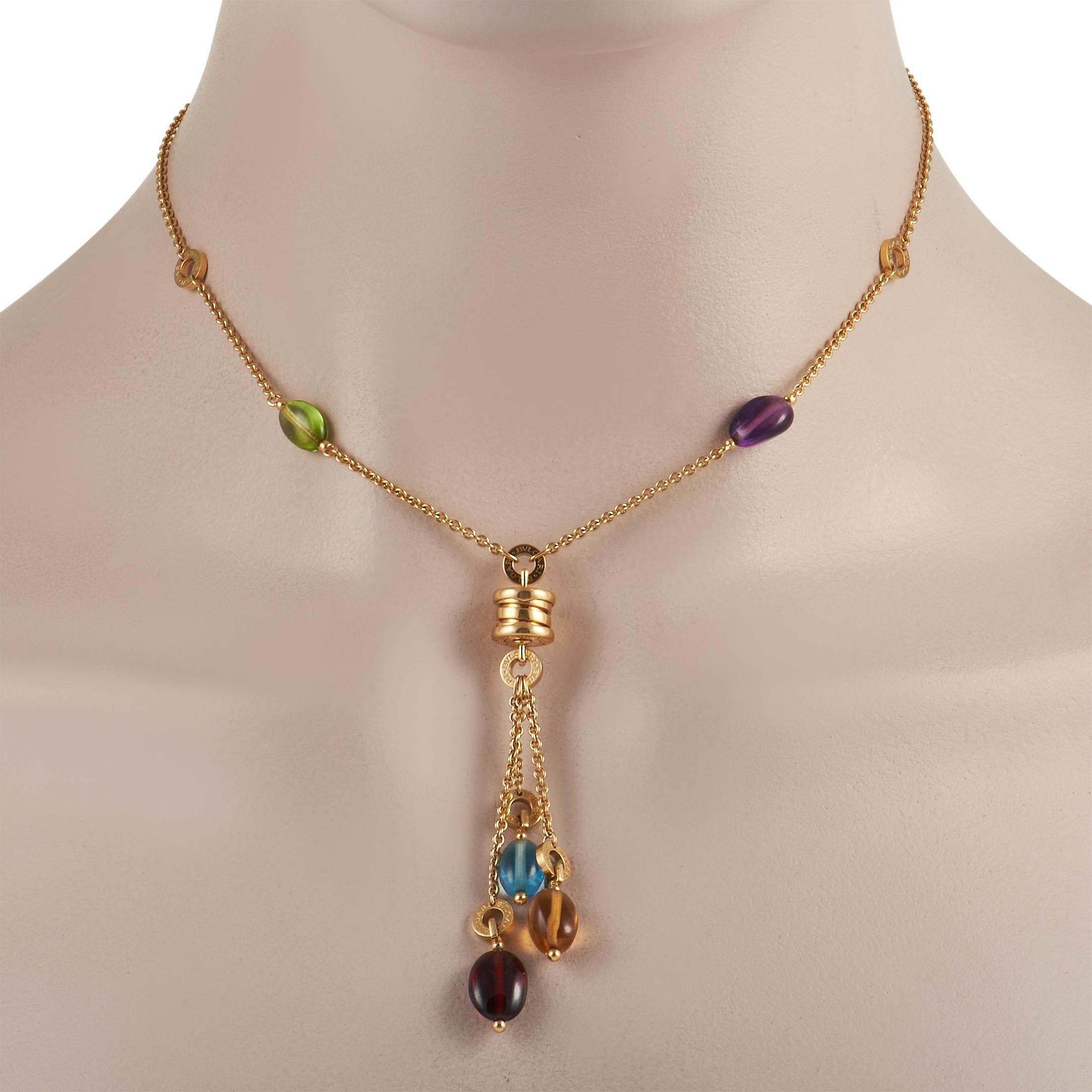 Halskette mit mehrfarbigen Edelsteinen von Bvlgari B.Zero1 aus 18 Karat Gelbgold im Zustand „Hervorragend“ in Southampton, PA