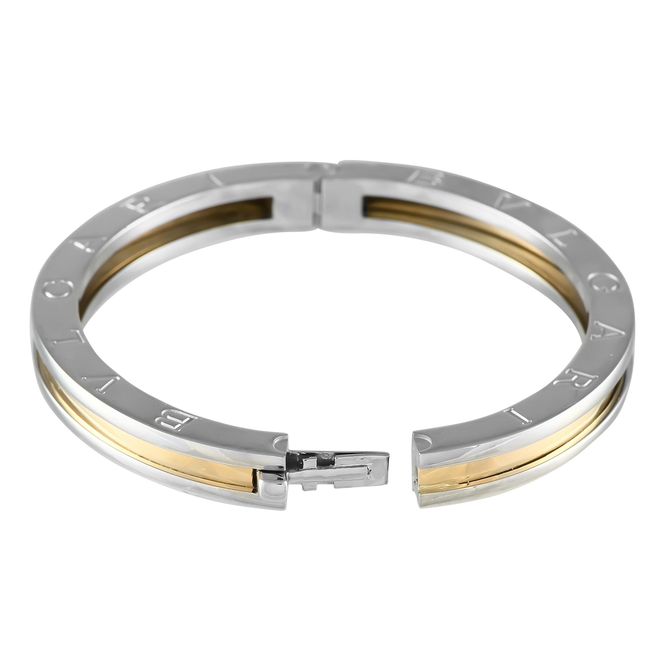 Bvlgari B.Zero1 18K Yellow Gold, Stainless Steel Bracelet In Excellent Condition In Southampton, PA