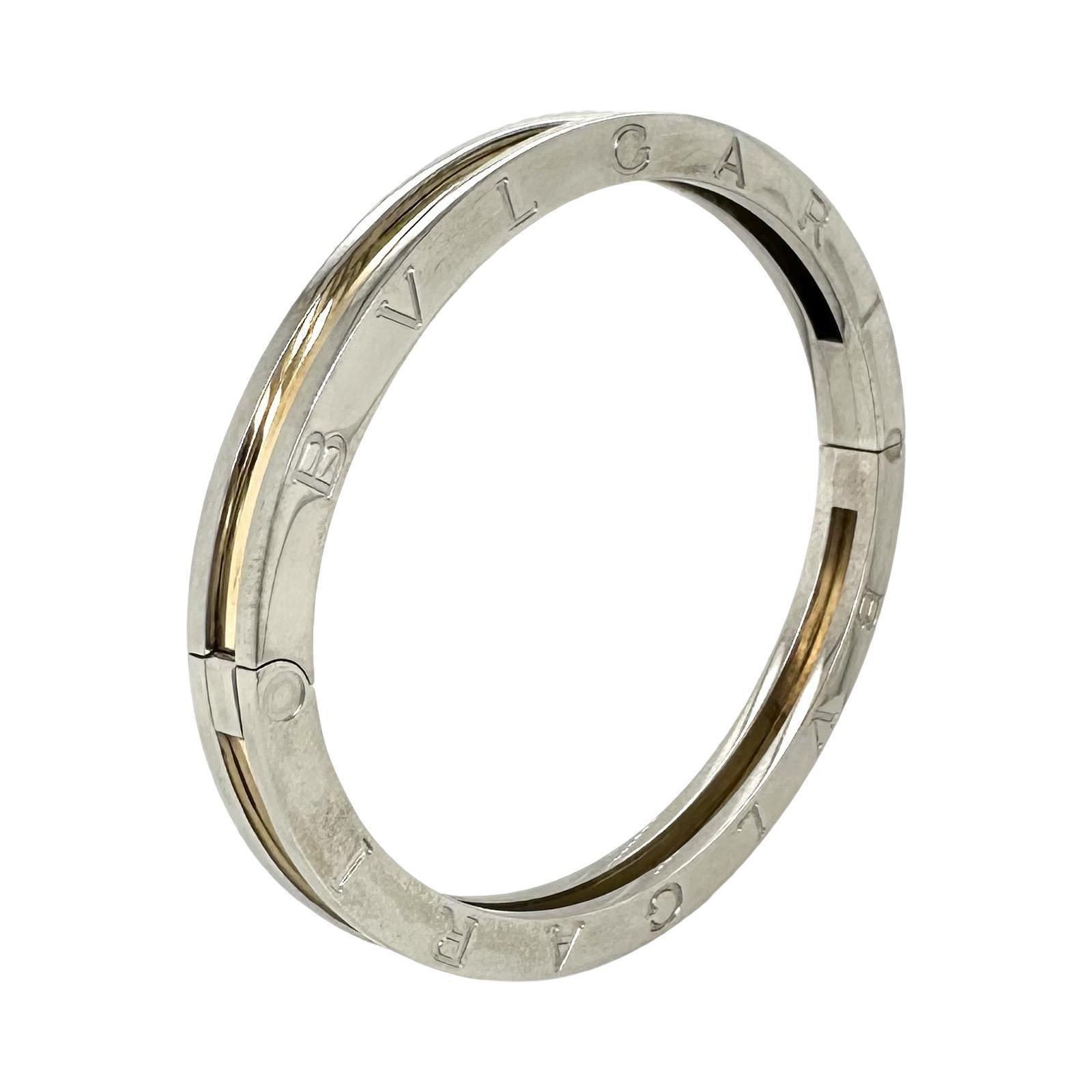 Bvlgari B.Zero1 18k Yellow Gold & Stainless Steel Bracelet, Large Size In Good Condition For Sale In Miami, FL