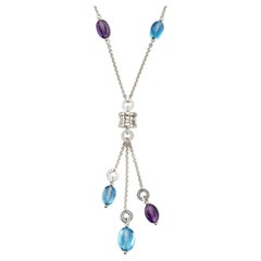 Bvlgari B.Zero1 Collier en or blanc 18 carats avec cabochons de topaze bleue et d'améthyste