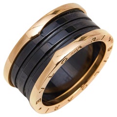 Bvlgari B.Zero1 4-Band Ceramic 18k Rose Gold Ring 