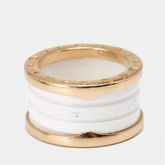 Bvlgari B.Zero1 4-Band Ceramic 18k Rose Gold Ring Size 51