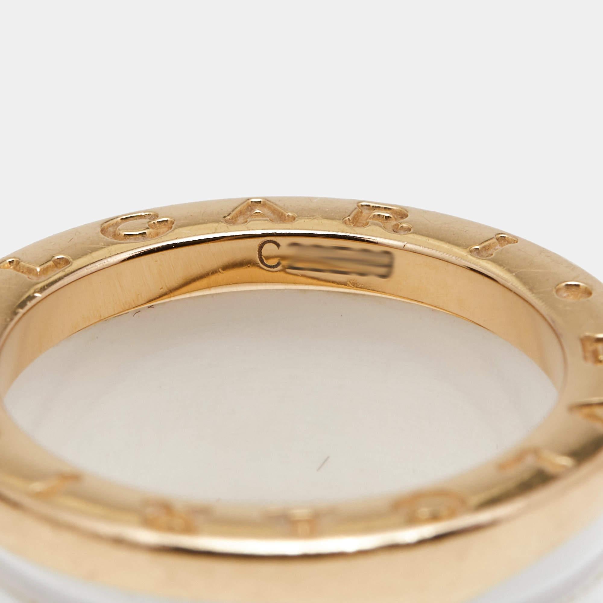 Bvlgari B.Zero1, bague à 4 anneaux en céramique et or rose 18 carats, taille 51 en vente 2
