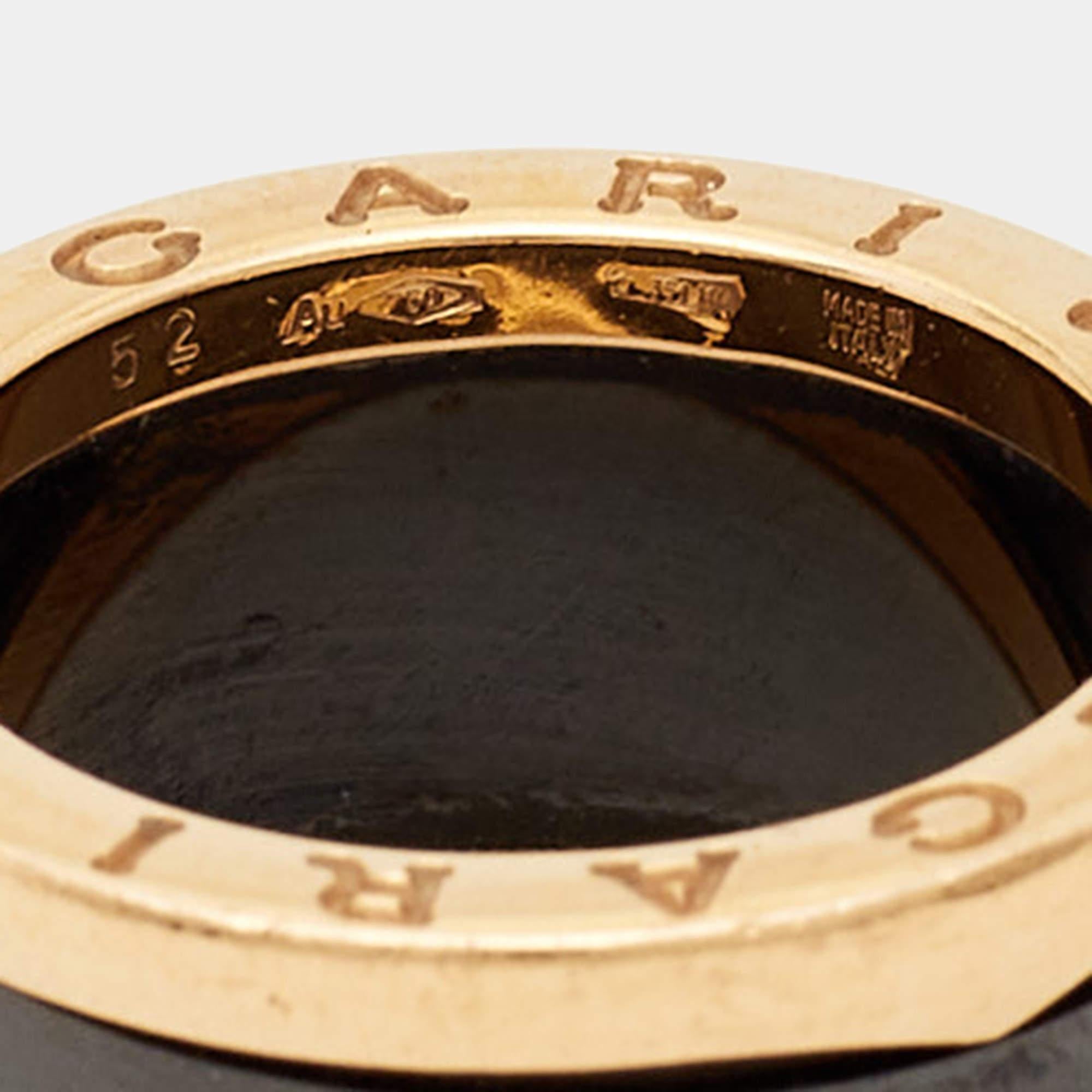 Bvlgari B.Zero1 4-Band Ceramic 18k Rose Gold Ring Size 52 In Fair Condition For Sale In Dubai, Al Qouz 2