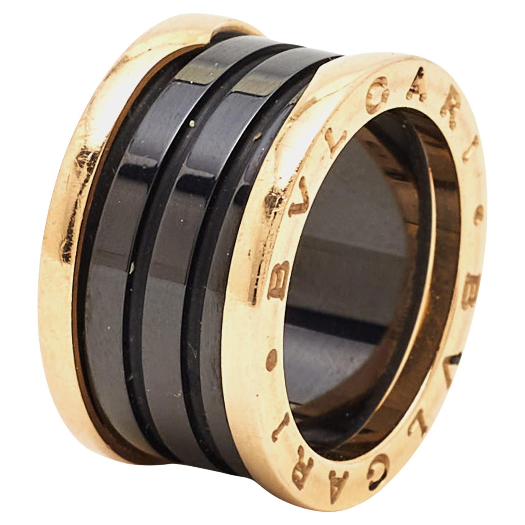Bvlgari B.Zero1 4-Band Keramik 18k Roségold Ring Größe 52 im Angebot