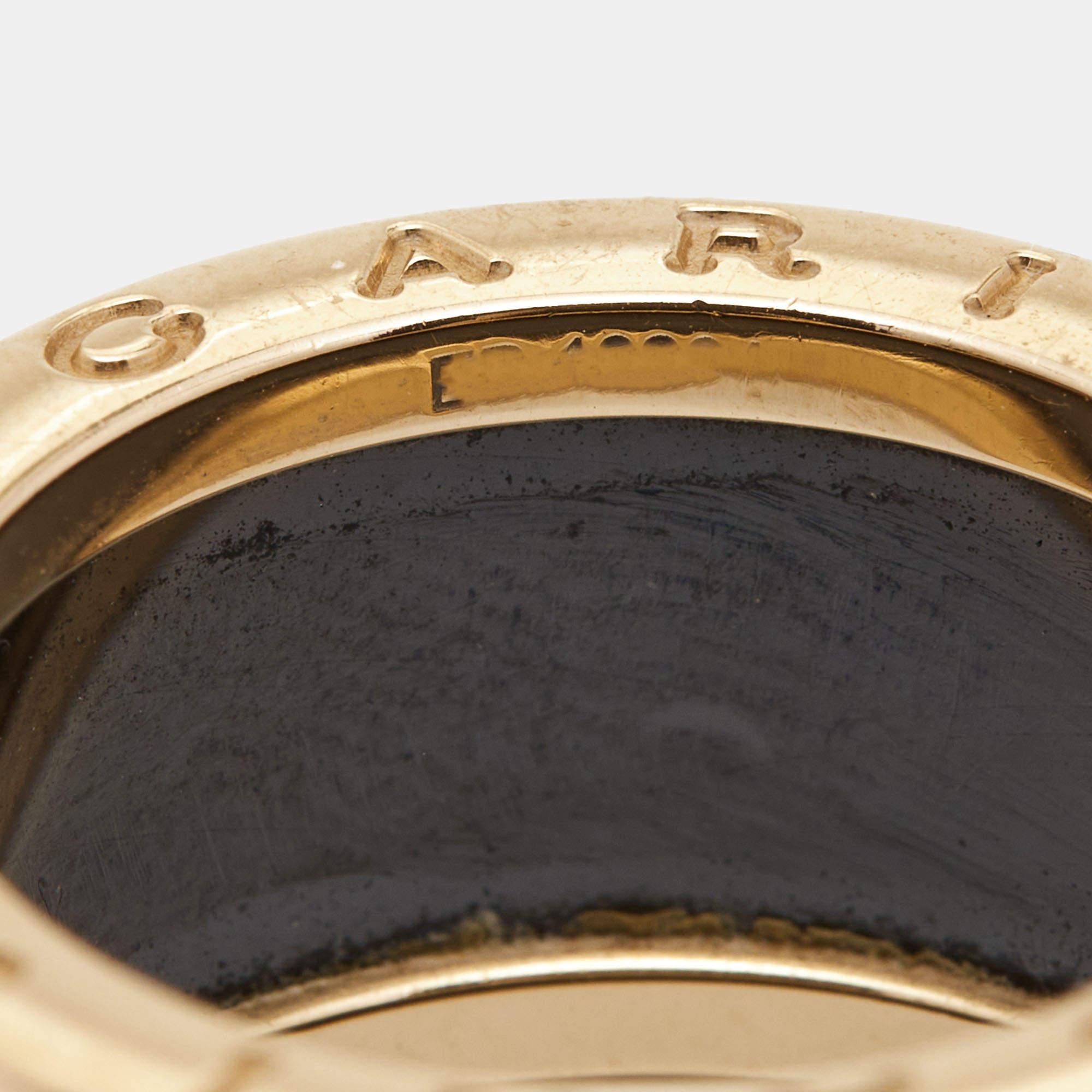 Bvlgari B.Zero1 4-Band Ceramic 18k Rose Gold Ring Size 55 In Good Condition For Sale In Dubai, Al Qouz 2