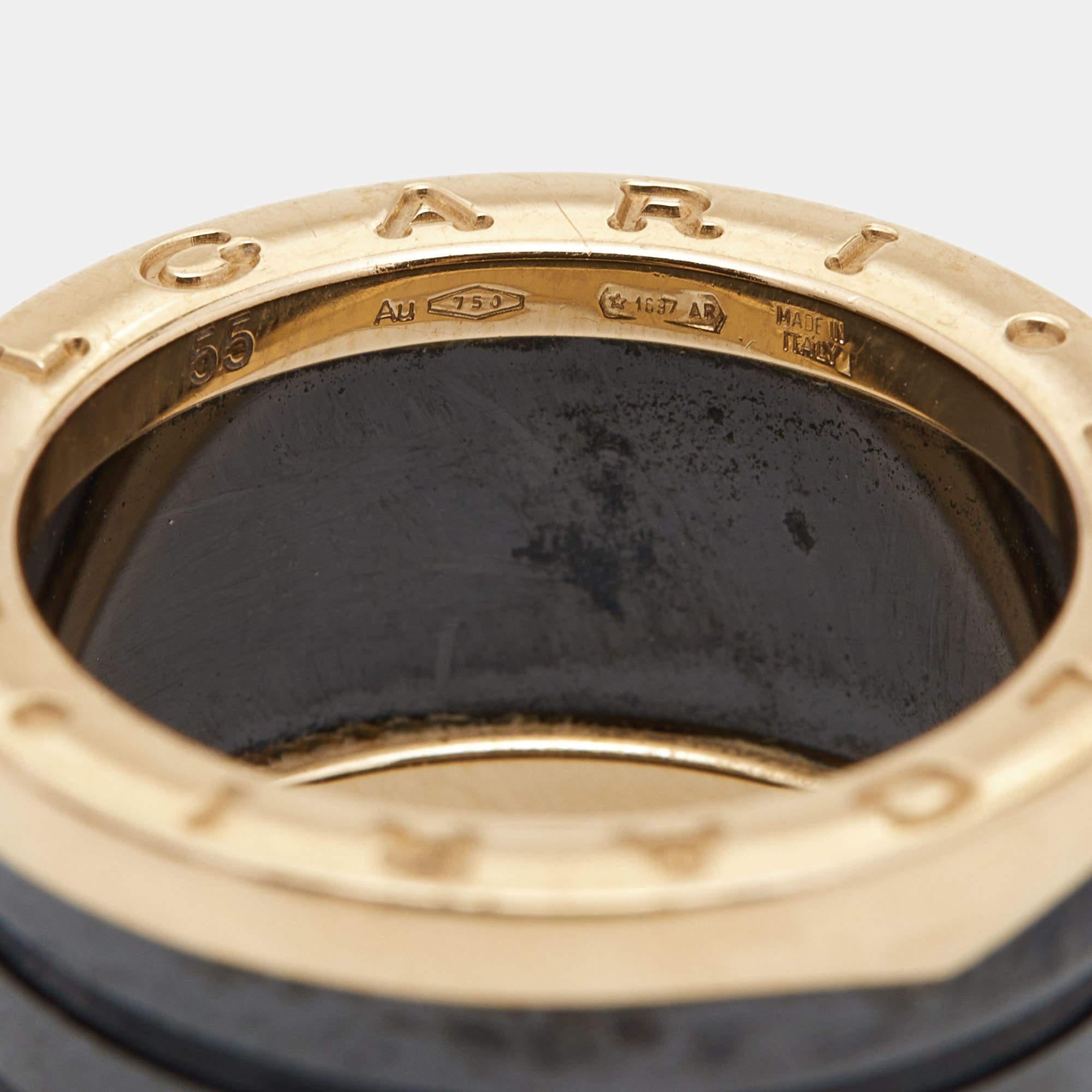 Bvlgari B.Zero1 4-Band Ceramic 18k Rose Gold Ring Size 55 For Sale 1