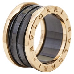 Bvlgari B.Zero1 4-Band Ceramic 18k Rose Gold Ring Size 55