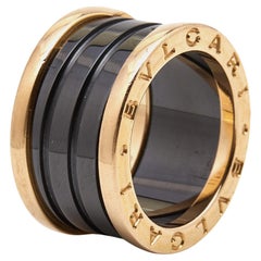 Bvlgari B.Zero1 4-Band Cermaic 18k Rose Gold Ring Size 50