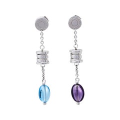 Bvlgari B.Zero1 Amethyst Topaz 18K White Gold Drop Earrings