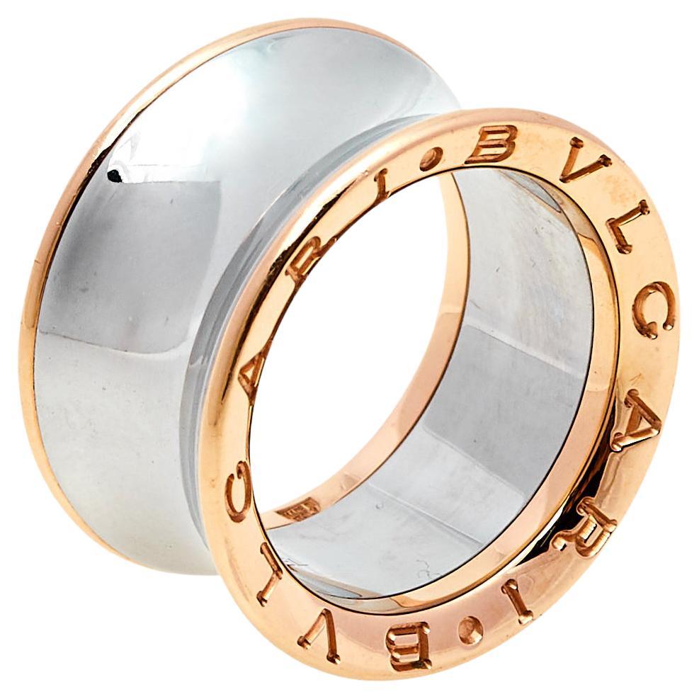 Bvlgari B.Zero1 Anish Kapoor 18K Rose Gold & Steel Band Ring Size 53