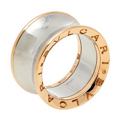 Bvlgari B.Zero1 Anish Kapoor 18K Rose Gold & Steel Band Ring Size 55