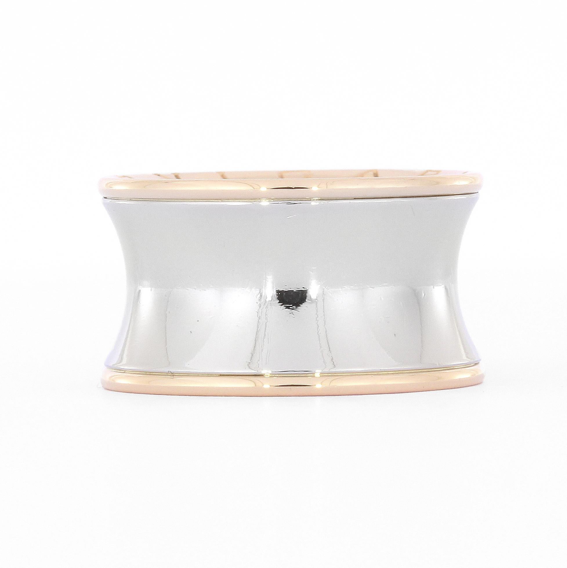 Bvlgari B.Zero1 in 18k Rosegold and Steel Band Ring from the Anish Kapoor collection. Size 57.
