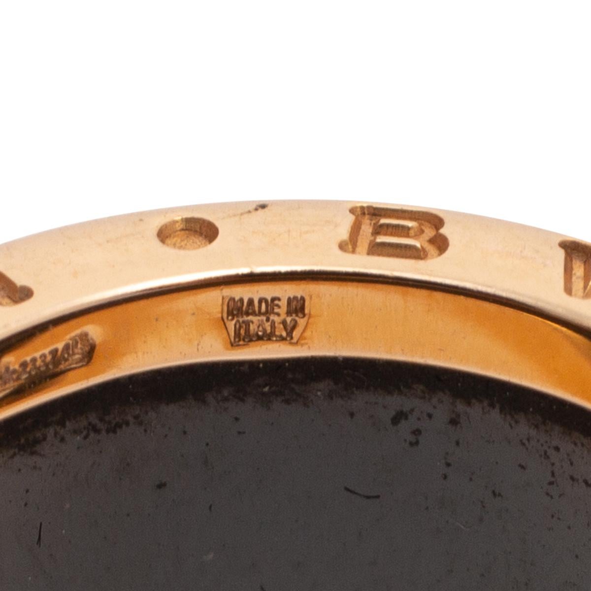 Bvlgari B.Zero1 Black Ceramic 18K Rose Gold 4 Band Ring Size 50 1