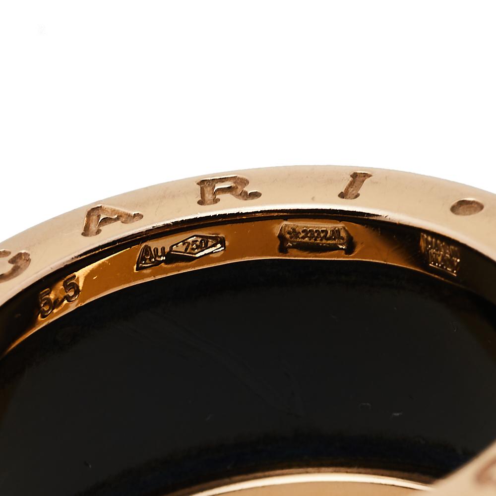 Bvlgari B.Zero1 Black Ceramic 18K Rose Gold 4-Band Ring Size 55 2