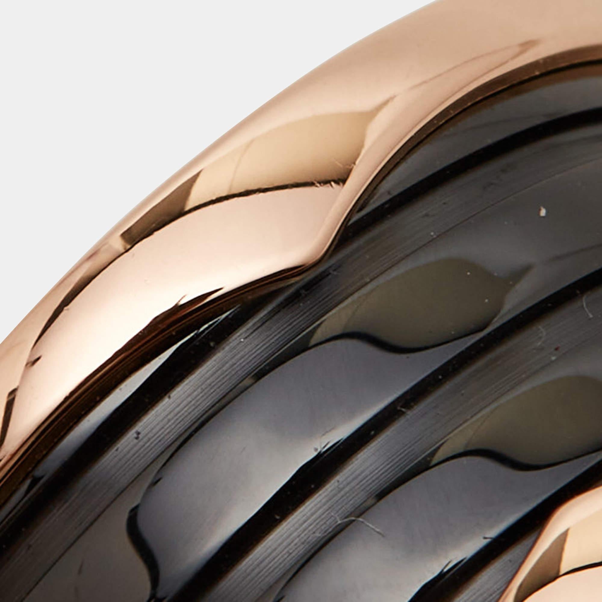 Bvlgari B.Zero1 Black Ceramic 18k Rose Gold 4 Band Ring Size 56 In Good Condition In Dubai, Al Qouz 2