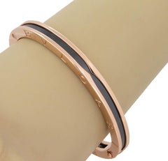Bvlgari B.Zero1 Black Ceramic 18k Rose Gold Larger Size Bangle Bracelet