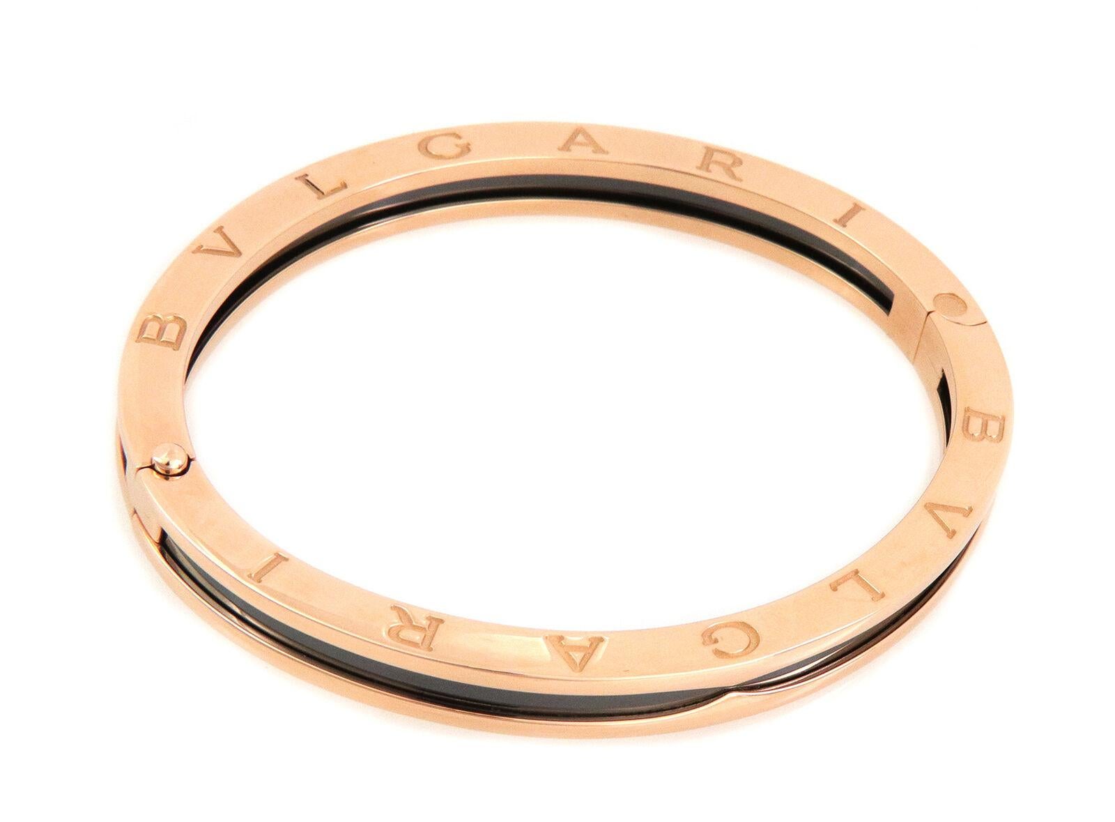 Bvlgari B.Zero1 Bracelet jonc de grande taille en or rose 18 carats et céramique noire Excellent état - En vente à Boca Raton, FL