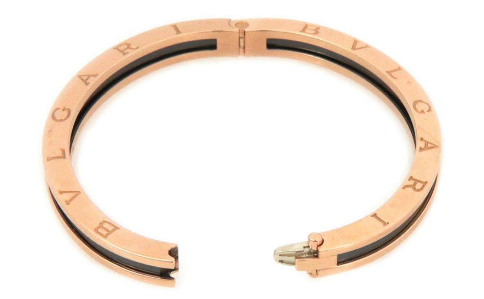 Bvlgari B.Zero1 Bracelet jonc de grande taille en or rose 18 carats et céramique noire en vente 1