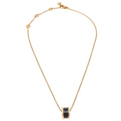 Bvlgari B.Zero1 Black Ceramic 18K Rose Gold Pendant Necklace