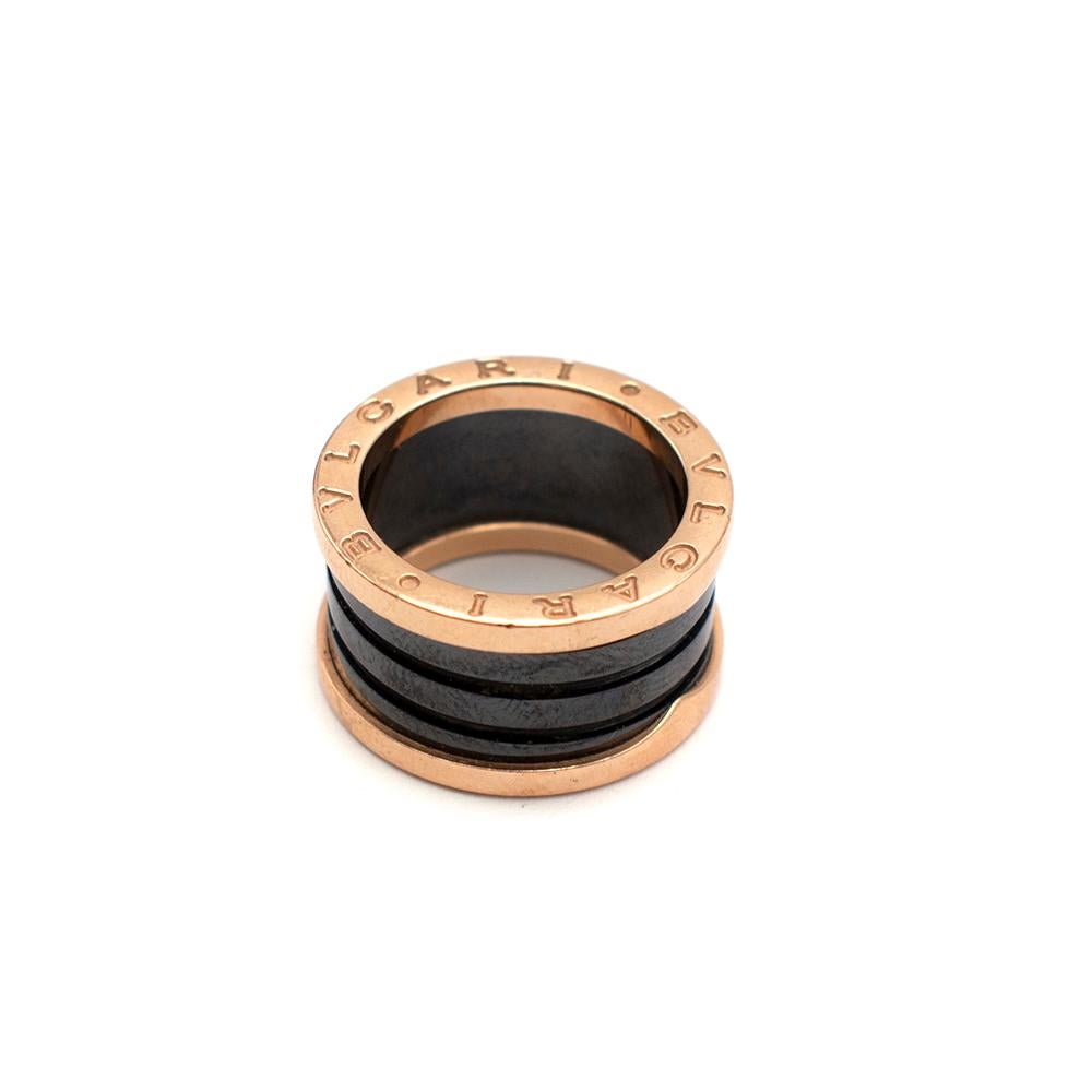 bvlgari rose gold and black enamel ring