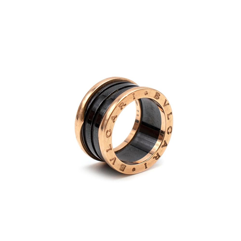 bvlgari rose gold and black enamel ring