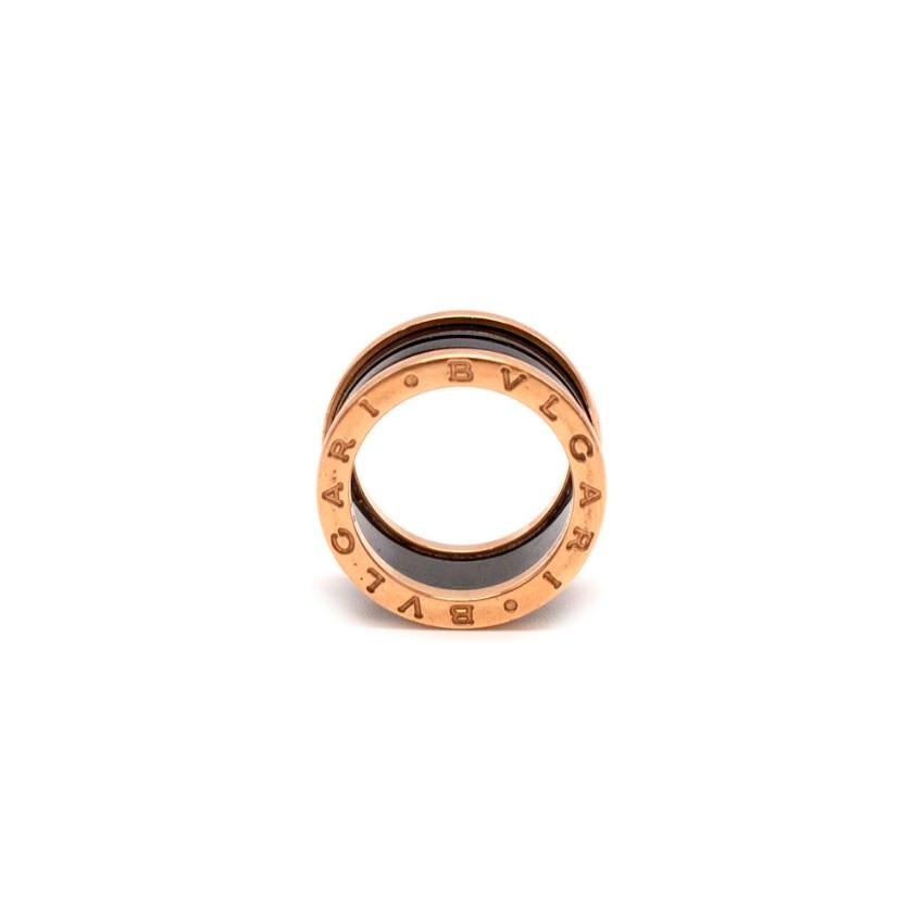 Bvlgari B.Zero1 Black and Rose Gold Enamel Ring - Size 52 In New Condition In London, GB