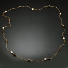 Bvlgari B.Zero1 Black White Bronze Ceramic 19 Rondel Long Rose Gold Necklace