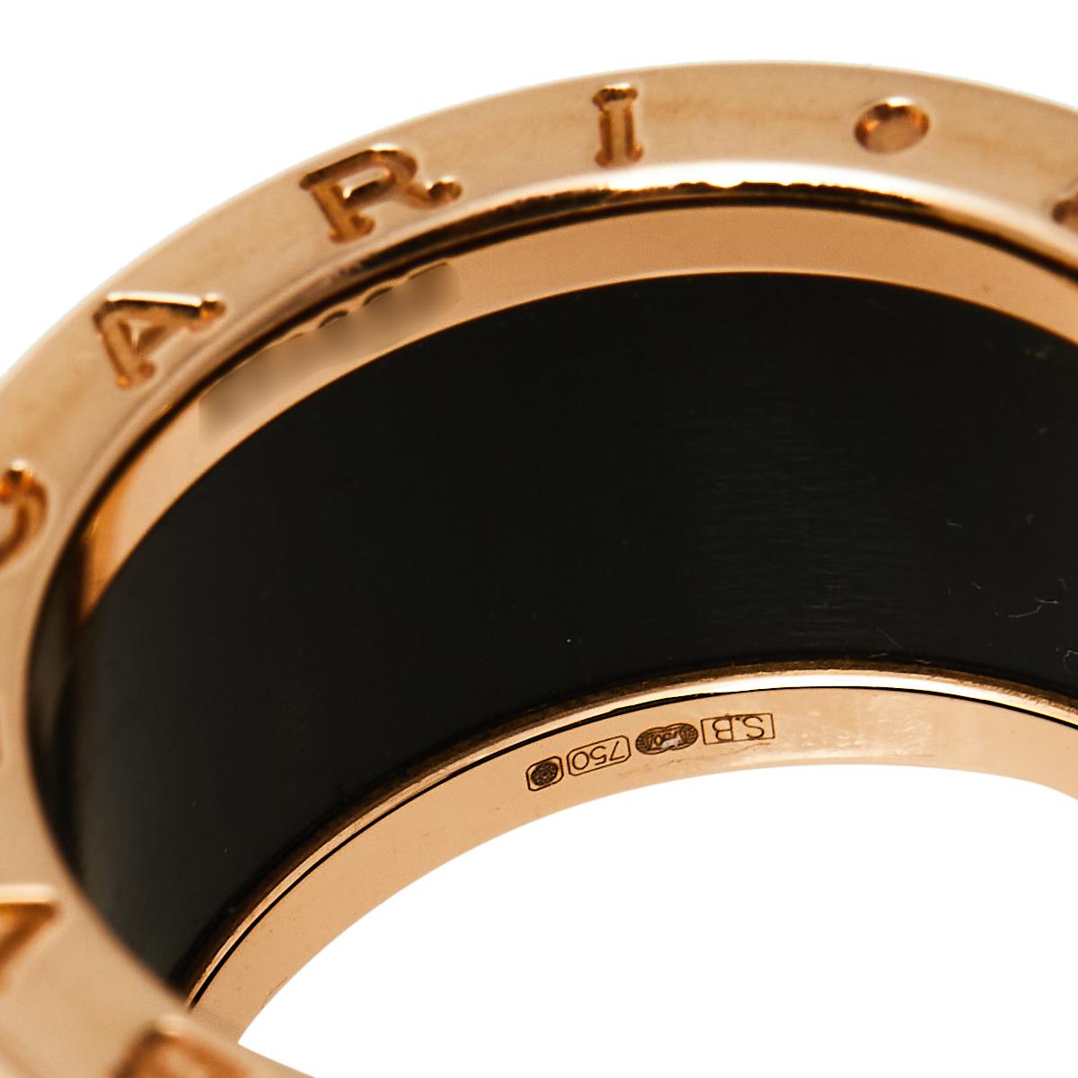 Bvlgari B.Zero1 Brown Marble 18K Rose Gold 4-Band Ring Size 54 1