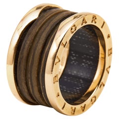 Bvlgari B.Zero1 Brown Marble 18K Rose Gold Band Ring 