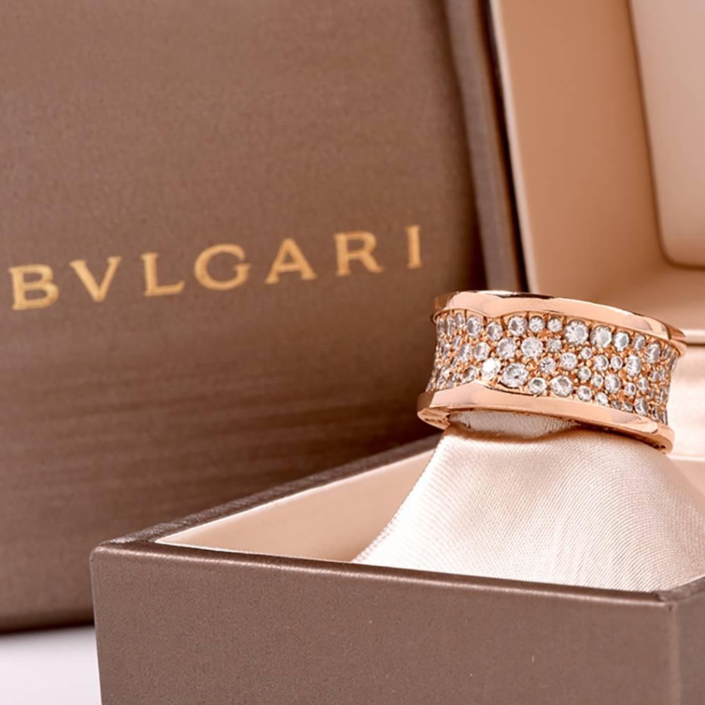 Bvlgari B.zero1 Bulgari Ring in 18 Karat Rose Set with Pavé Diamonds 3