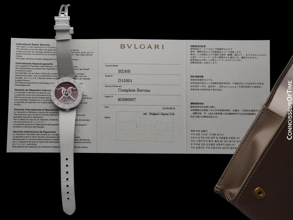 Bvlgari B.zero1 BZ30S Ladies Stainless Steel & MOP Diamond Watch - Bvlgari Box im Angebot 4