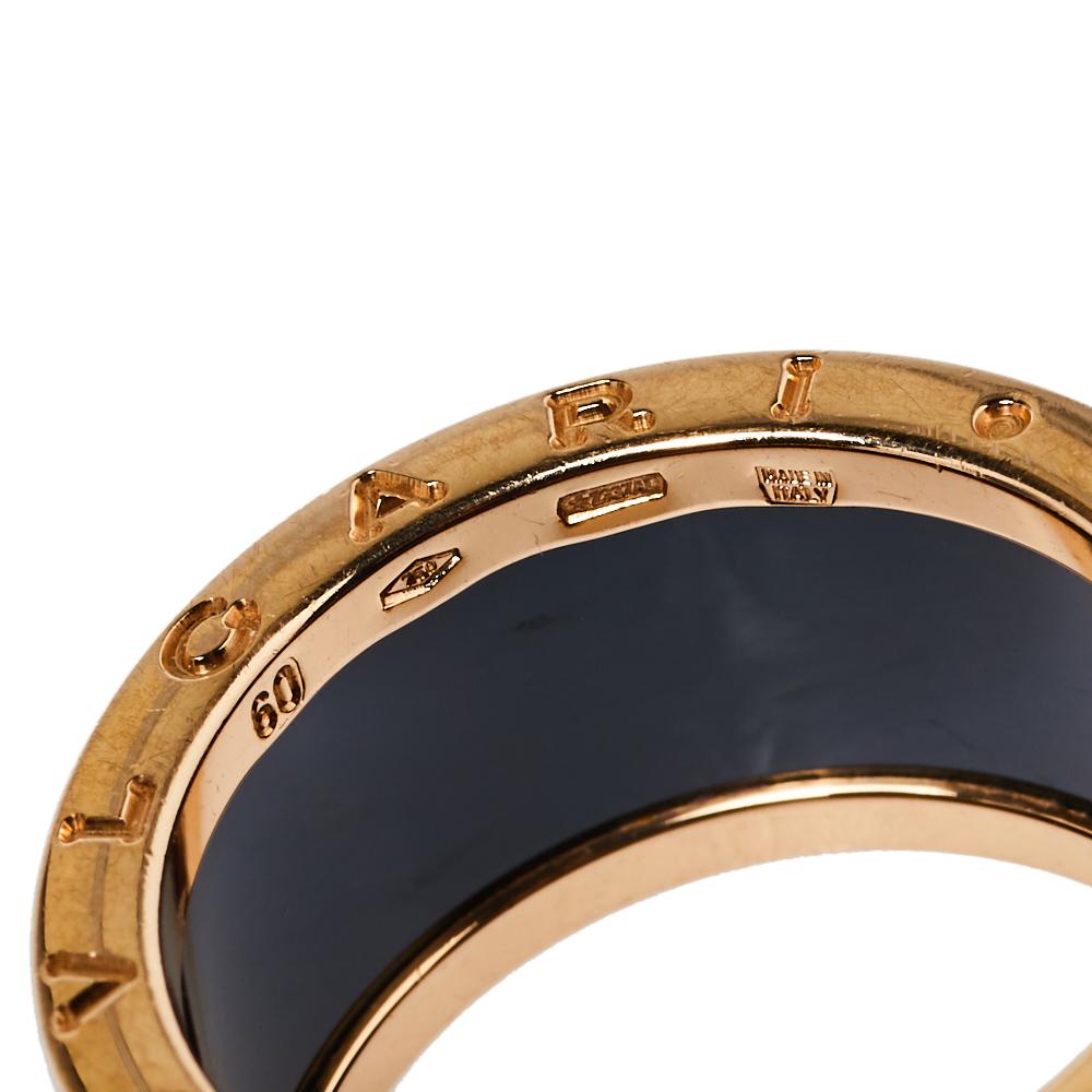 Bvlgari B.Zero1 Ceramic 18K Rose Gold Four-Band Ring Size 60 1