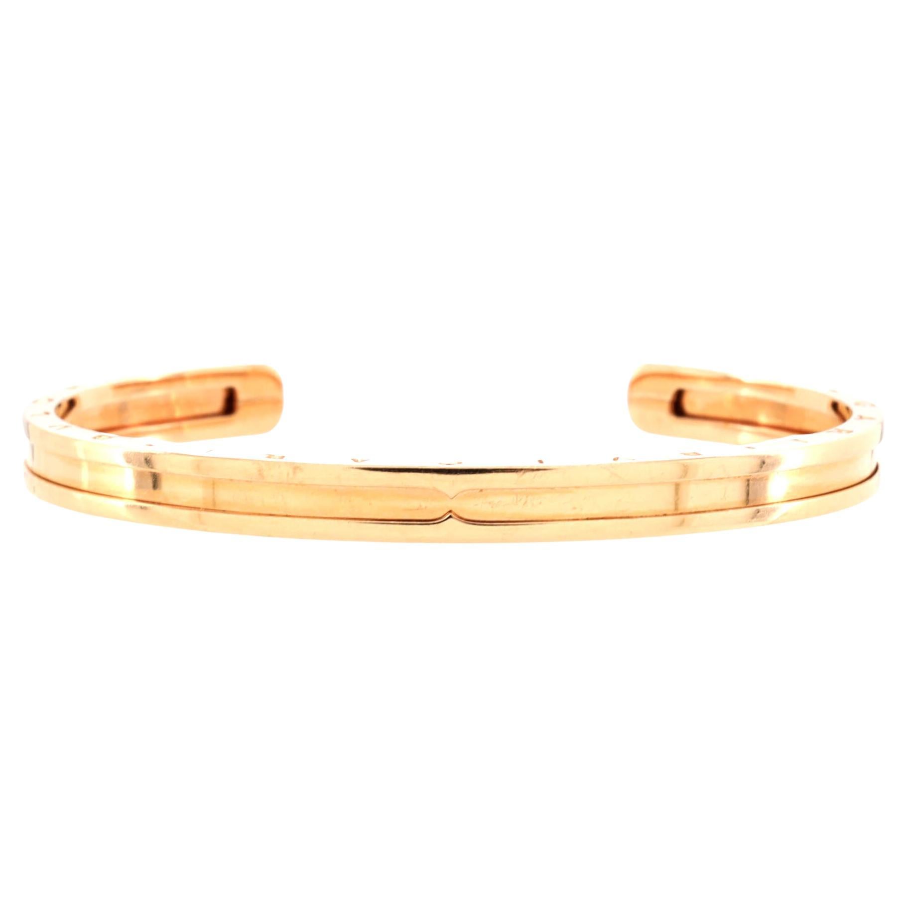 Bvlgari B.Zero1 Open Cuff Bangle Bracelet 18K Rose Gold Size M For Sale