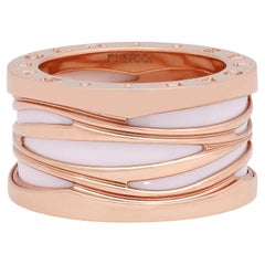 Bvlgari B.Zero1 Design Legend Ring 18K Roségold und weißer Keramik Größe 55 US 7