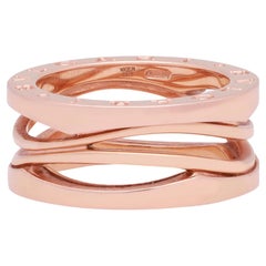 Bvlgari B.Zero1 Design Legend Three Band Ring 18K Rose Gold Size 53 US 6.25