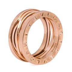 Bvlgari B.Zero1 Design Legend Three Band Ring 18K Rose Gold Size 54 US 6.75