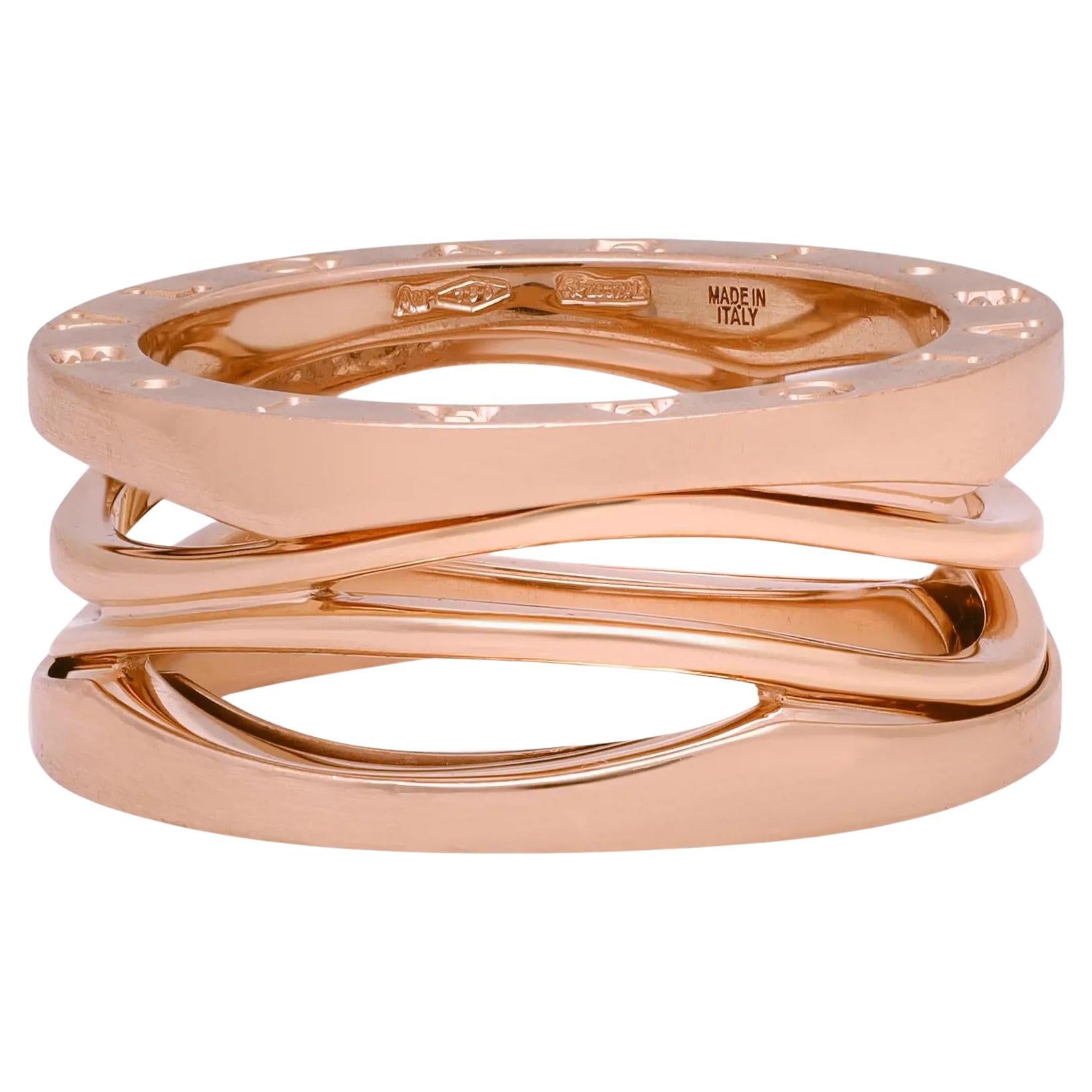 Bvlgari B.Zero1 Design Legend Bague à trois anneaux en or rose 18 carats Taille 54 US 6,75