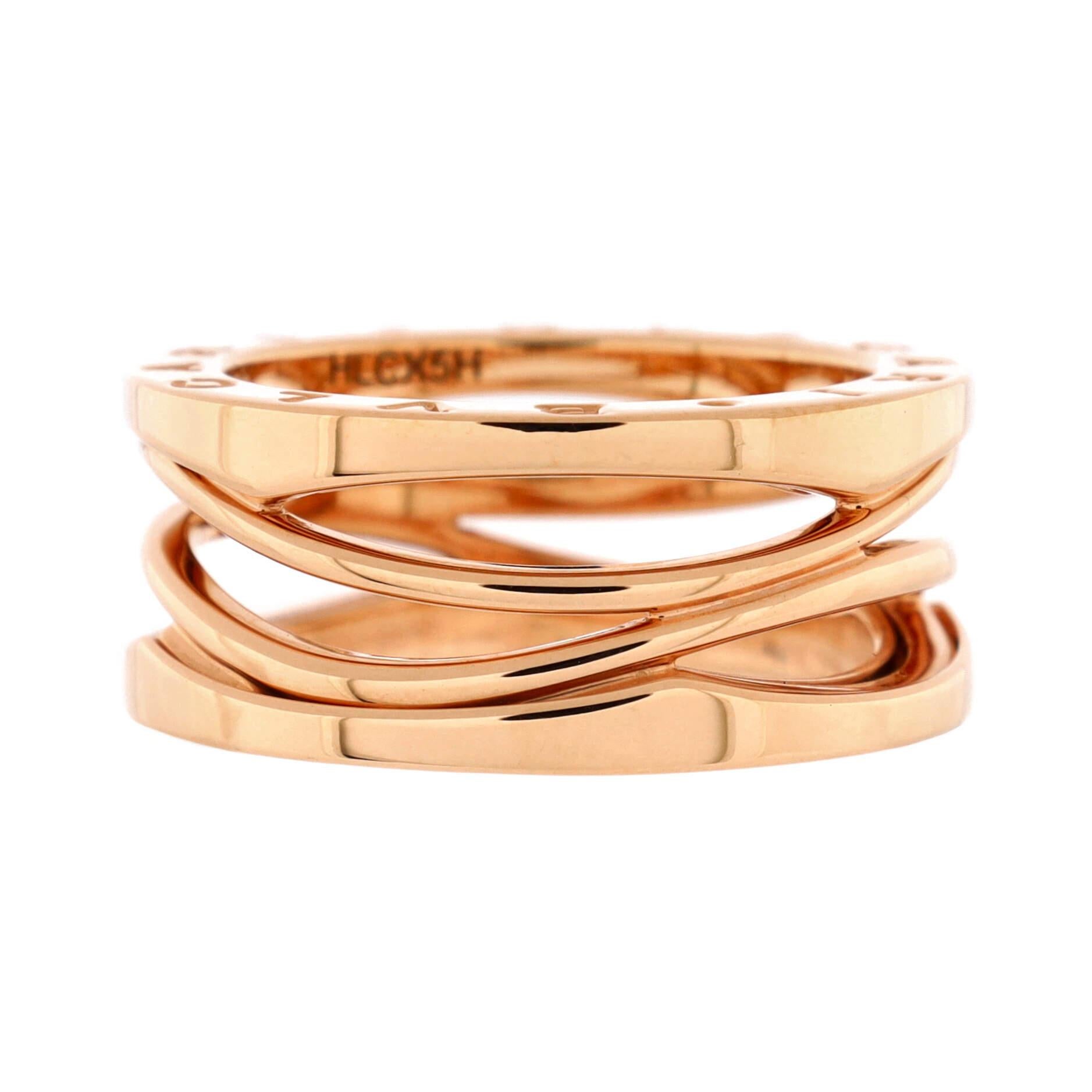 Condition: Great. Minor wear throughout.
Accessories: No Accessories
Measurements: Size: 7.25 - 55, Width: 9.55 mm
Designer: Bvlgari
Model: B.Zero1 Design Legend Zaha Hadid Four Band Ring 18K Rose Gold
Exterior Color: Rose Gold
Item Number: