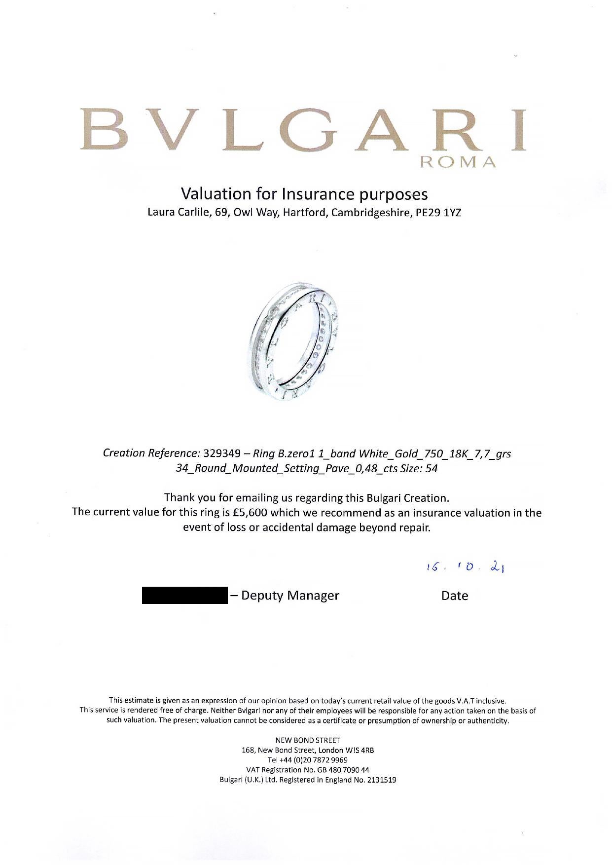 Bvlgari B.zero1 Diamant 18 Karat Weißgold Band Ring im Zustand „Hervorragend“ im Angebot in London, GB
