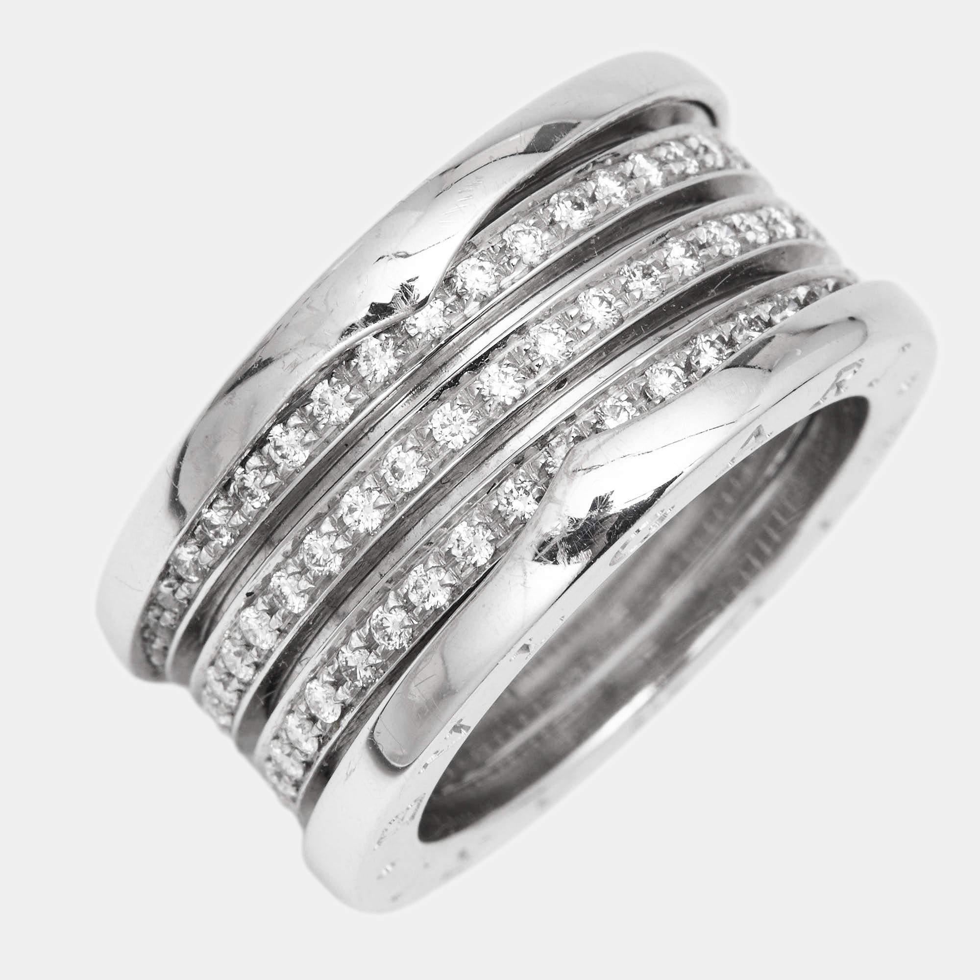 Bvlgari B.Zero1 Diamond 18k White Gold Band Ring  In Fair Condition In Dubai, Al Qouz 2