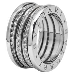 Bvlgari B.Zero1 Diamond 18k White Gold Band Ring 