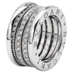 Bvlgari B.Zero1 Diamond 18k White Gold Band Ring Size 48