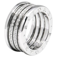 Bvlgari B.Zero1 Diamond 18k White Gold Band Ring Size 56