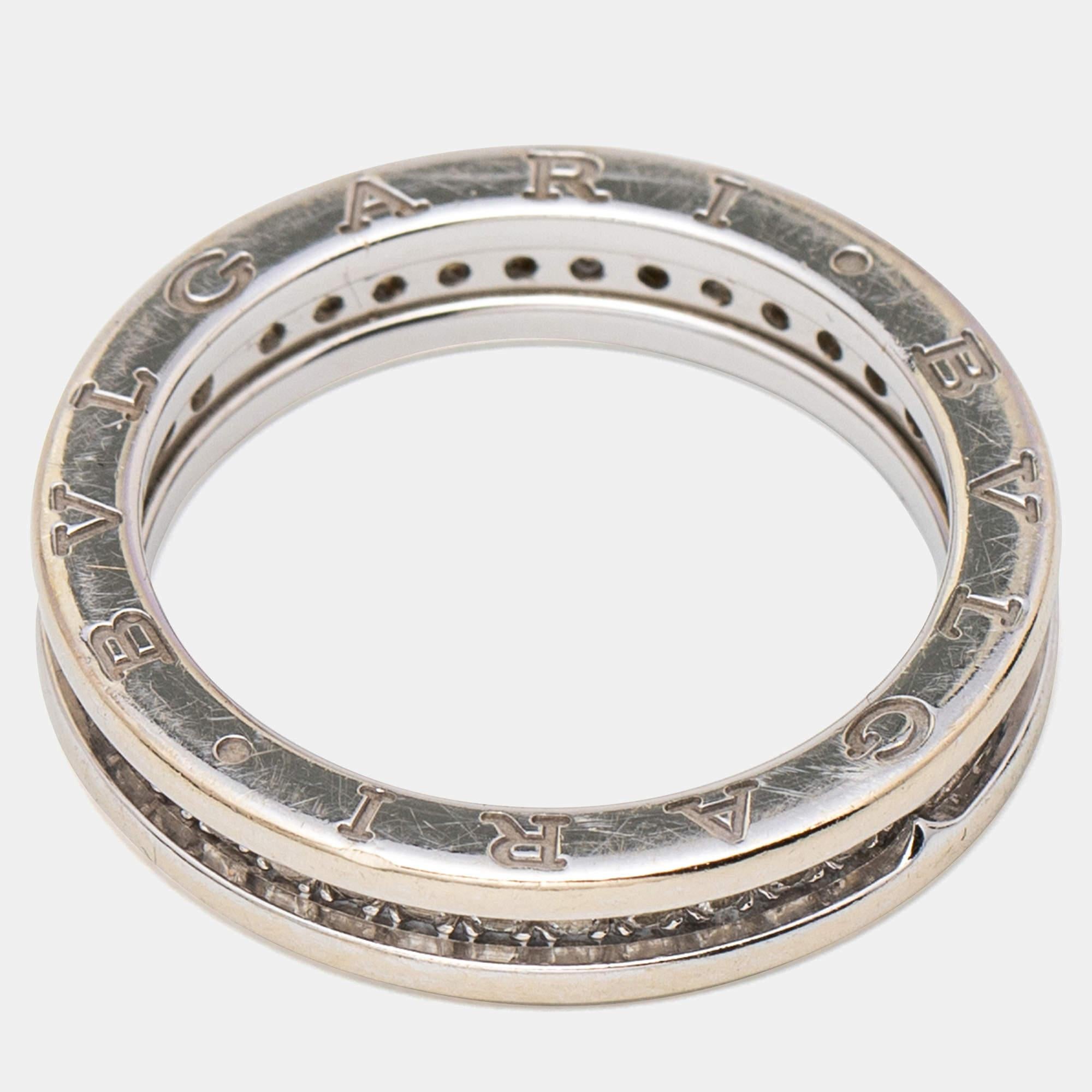 Bvlgari B.Zero1 Diamond 18k White Gold Band Ring Size 63 In Fair Condition In Dubai, Al Qouz 2