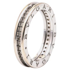Bvlgari B.Zero1 Diamond 18k White Gold Band Ring Size 63