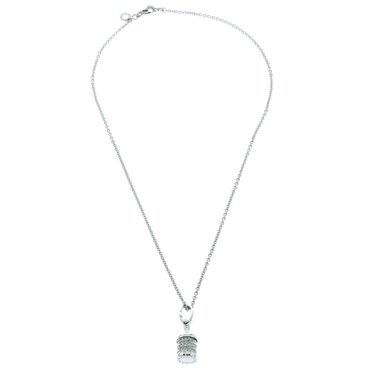 Bvlgari B.Zero1 Diamond 18k White Gold Charm Chain Necklace For Sale at ...