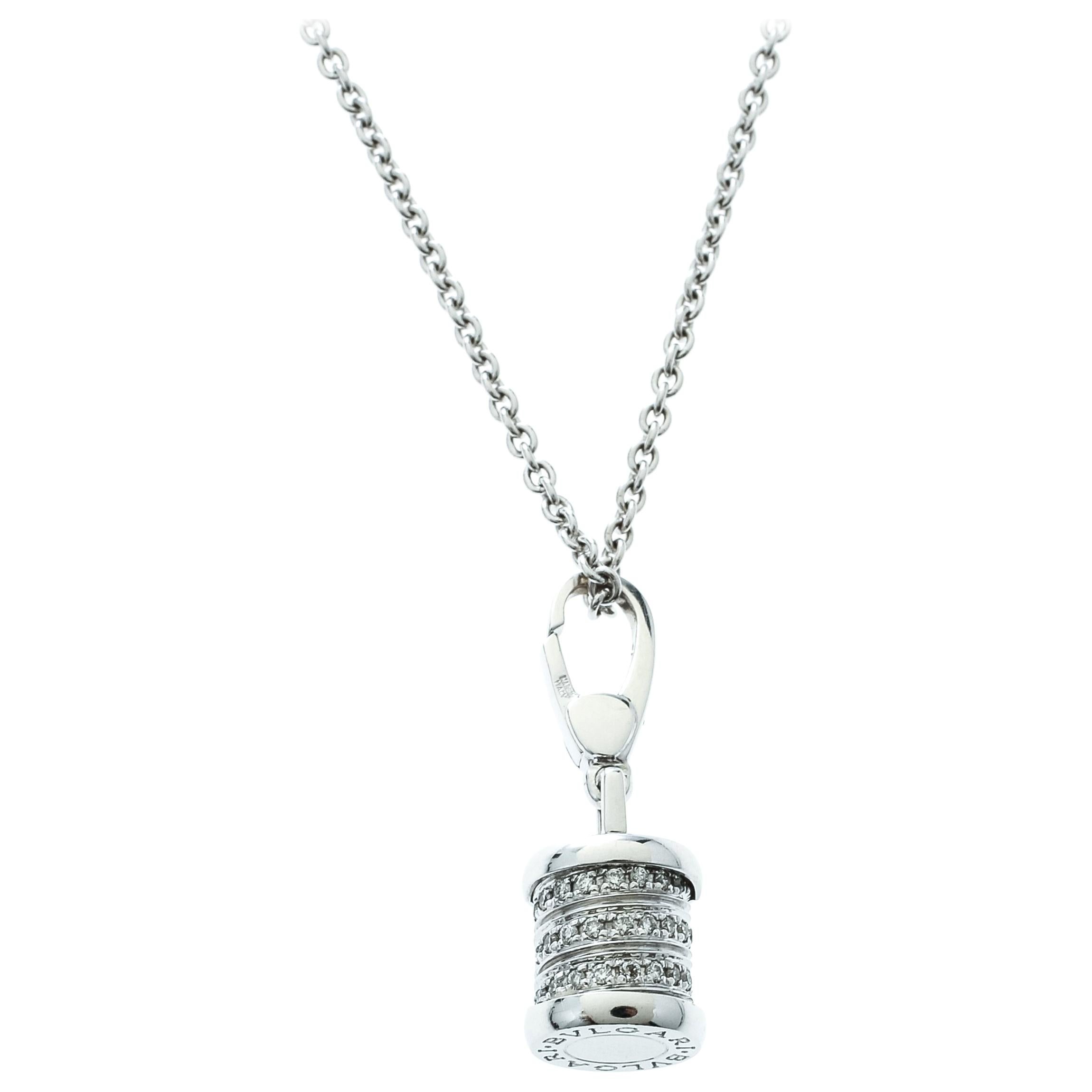 Bvlgari B.Zero1 Diamond 18k White Gold Charm Chain Necklace