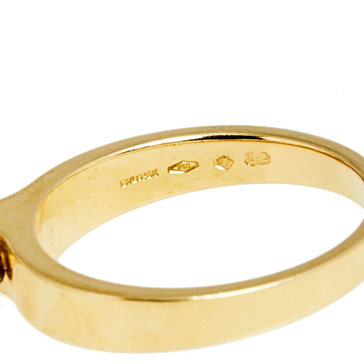 Women's Bvlgari B.Zero1 Diamond 18k Yellow Gold Charm Ring Size 56