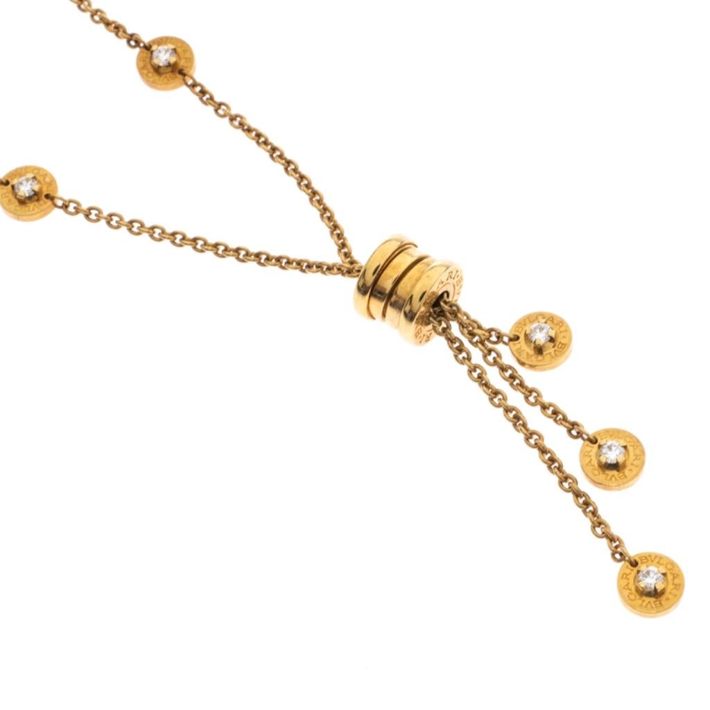 Bvlgari B.Zero1 Diamant-Halskette aus 18 Karat Gelbgold mit Quaste im Zustand „Gut“ in Dubai, Al Qouz 2